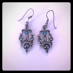 Turquoise and silver earrings